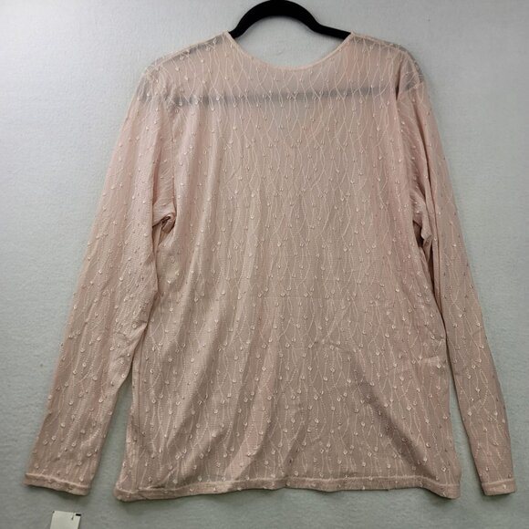 Shoulders To Go Blush Semi-Sheer Button-Down Cardigan M/L Blush Vintage Deadstoc - Picture 9 of 12